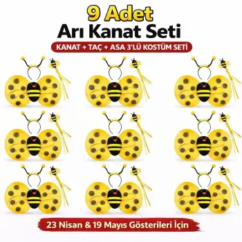 9’lu Arı Kostüm Seti – Kanat Taç Asa