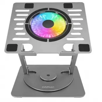 Addison AD-RC35 360 Derece Dönebilen Fanlı RGB Işıklı Metal Laptop Stand (KDO)