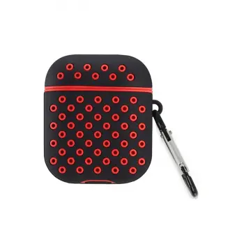 Airpods 2 (2.nesil) Spor Delikli Kılıf - Siyah-kırmızı