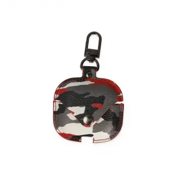 Airpods Pro 2 (2.nesil) Çanta Kamuflaj Deri Kılıf - Kırmızı