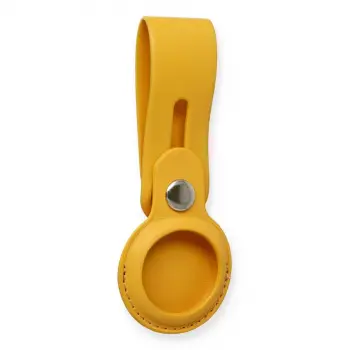 Airtag Askılı Deri Kılıf - Sarı