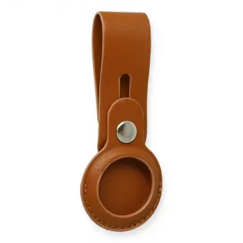 Airtag Askılı Deri Kılıf - Taba