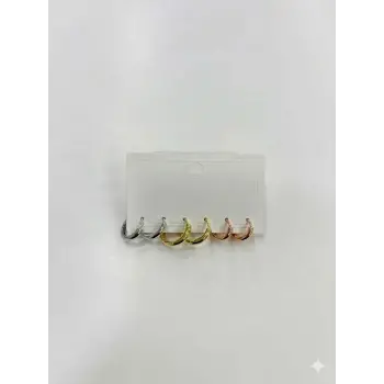 Altılı Çok Renkli  Halka Küpe - Kp00605