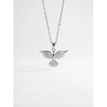 Rodyum Zirkon Taşlı Zincir : Çelik Çelik Kolye 40+5 Cm - Kl0282
