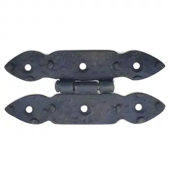 Antika Tarz Dekoratif Pirinç Düğmeli Menteşe - 117x57 Mm, Oksit