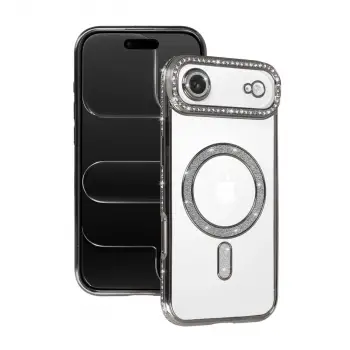 Apple İphone 17 Air Joke Simli Magneticsafe Kılıf - Gümüş