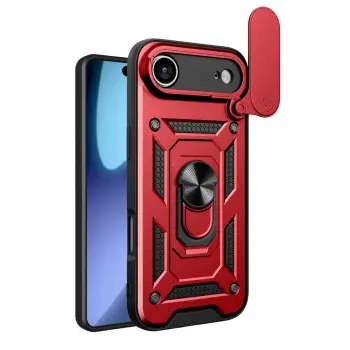 Apple İphone 17 Air Pars Lens Yüzüklü Silikon - Kırmızı