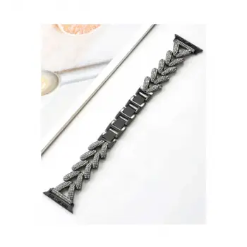 Apple Watch 38mm Node Taşlı Kordon - Siyah