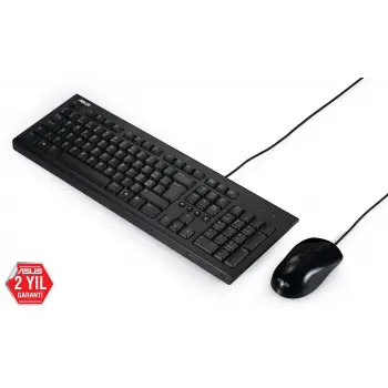 Asus U2000 Q Türkçe 1000DPI USB Siyah Kablolu Klavye Mouse Set - U2000-KBM-TR-Q (KDO)