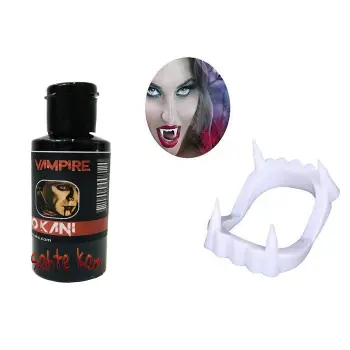 Beyaz Renk Çift Damak Takma Vampir Dişi Ve 50 Gr Tiyatro Kanı