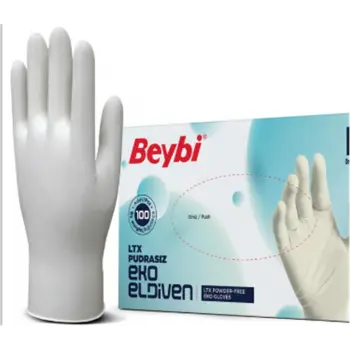 Beybi Lateks Pudrasız Eko (L) Large Beden Muayene Eldiven 100lü Paket