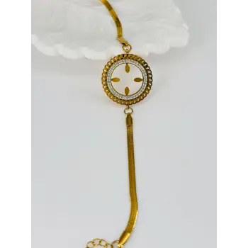 Zirkon Taşlı Çelik Çelik Bileklikler 17 + 4 Cm  - Kbl0365