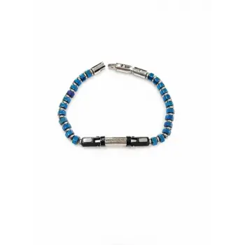Mavi Çelik  Erkek Çelik Bileklik Boy 20.5 Cm / En 0.6 Cm  - Ebl0029