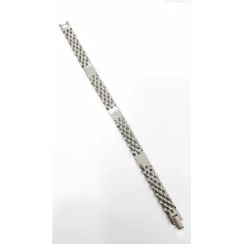 Rodyum Çelik  Erkek Çelik Bileklik Boy 21.5 Cm / En 1 Cm  - Ebl0054