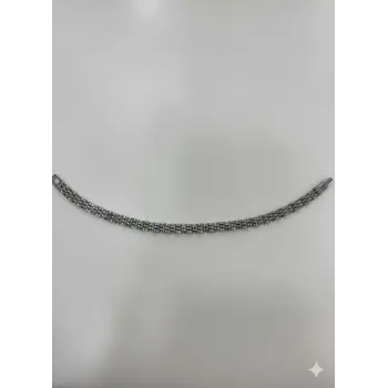 Rodyum Çelik  Erkek Çelik Bileklik Boy 21.5 Cm / En 0.6 Mm  - Ebl0043