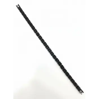 Siyah Çelik  Erkek Çelik Bileklik Boy 21.5 Cm / En 0.6 Mm  - Ebl0077