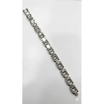 Rodyum Çelik  Erkek Çelik Bileklik Boy 21.5 Cm / En 1.2 Cm  - Ebl0055
