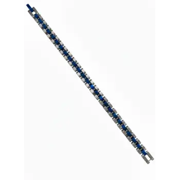 Rodyum-mavi Çelik  Erkek Çelik Bileklik Boy 21.5 Cm / En 0.8 Mm  - Ebl0068