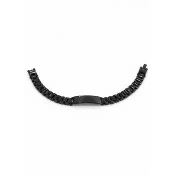 Siyah Çelik  Erkek Çelik Bileklik Boy 21.5 Cm / En 0.9 Mm  - Ebl0033