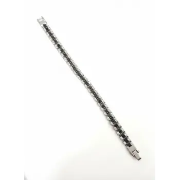 Rodyum-siyah Çelik  Erkek Çelik Bileklik Boy 21.5 Cm / En 0.9 Mm  - Ebl0049