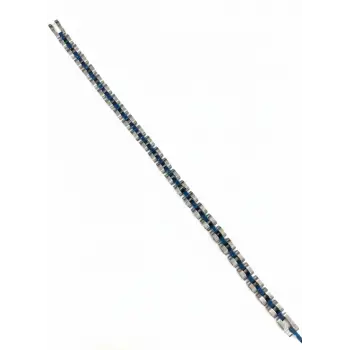Rodyum-mavi Çelik  Erkek Çelik Bileklik Boy 21.5 Cm / En 0.6 Mm - Ebl0070