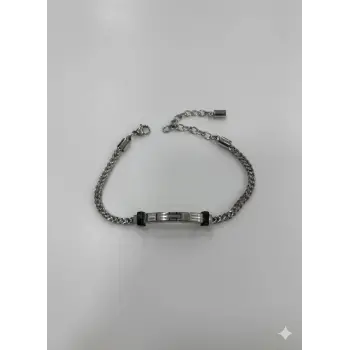 Rodyum Çelik  Erkek Çelik Bileklik Boy 18+3 Cm / En 0.3 Cm  - Ebl0032