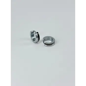 Rodyum Ve Siyah  Çelik Erkek Küpe Çap (9 Mm) Kalınlık (4 Mm) - Ekp0007