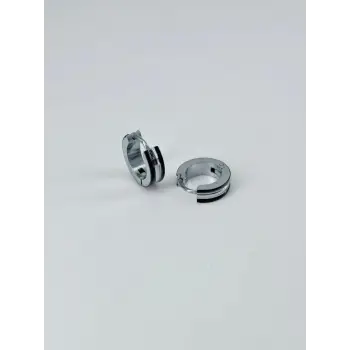 Rodyum Ve Siyah Çelik Erkek Küpe Çap (9 Mm) Kalınlık (4 Mm) - Ekp0006