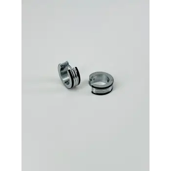 Rodyum Ve Siyah Çelik Erkek Küpe Çap (9 Mm) Kalınlık (5 Mm) - Ekp0009