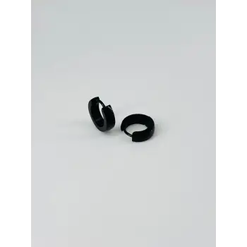 Siyah Çelik Erkek Küpe Çap (8 Mm) Kalınlık (4 Mm) - Ekp0031