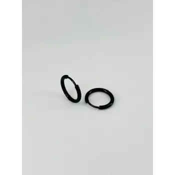 Siyah  Çelik Erkek Küpe Çap (12 Mm) Kalınlık (2 Mm) - Ekp0033