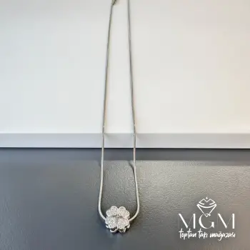 Rodyum Zirkon Taşlı Zincir Çelik Uç Kısmı Pirinç Kolyeler 40 + 5 Cm Uzatma Payı - Kl0107