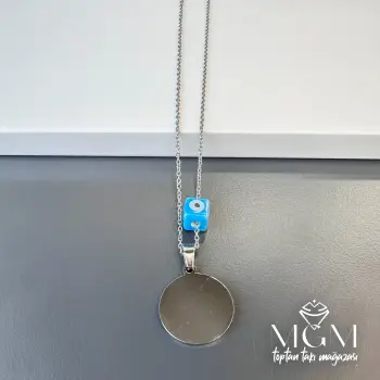 Çelik Plaka Kolye Nazar Boncuklu - Kl0095