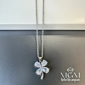 Çelik Zirkon Taşlı Yonca Kolye - Kl0165