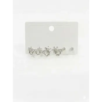 Çiçek Detaylı Altılı Küpe - Kp00569