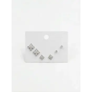 Çiçek Detaylı Altılı Küpe - Kp00642