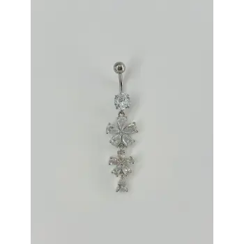 Çiçek Detaylı Sallantılı Göbek Piercing - Pg0054