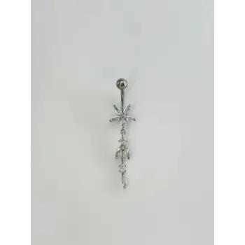 Çiçek Detaylı Sallantılı Göbek Piercing - Pg0106