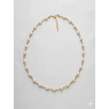 Beyaz Cam İnci  Kolyeler 40+5 Cm  - Kl0305