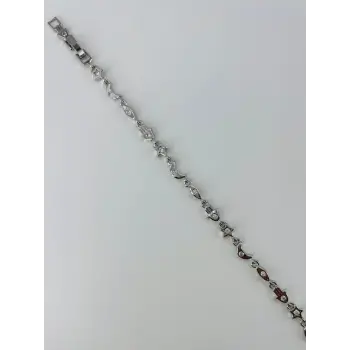 Rodyum Zirkon Taşlı Pirinç Bileklikler 17+2 Cm  - Kbl0371