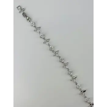 Rodyum Zirkon Taşlı Pirinç Bileklikler 17+2 Cm  - Kbl0373