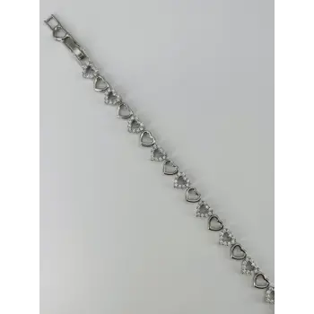 Rodyum Zirkon Taşlı Pirinç Bileklikler 17+2 Cm  - Kbl0369