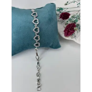 Rodyum Zirkon Taşlı Pirinç Zirkon Bileklikler 17+2 Cm  - Kbl0284