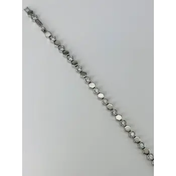 Rodyum Zirkon Taşlı Pirinç Bileklikler 17+2 Cm  - Kbl0368