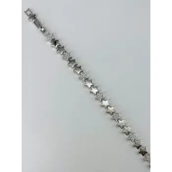 Rodyum Zirkon Taşlı Pirinç Bileklikler 17+2 Cm  - Kbl0370