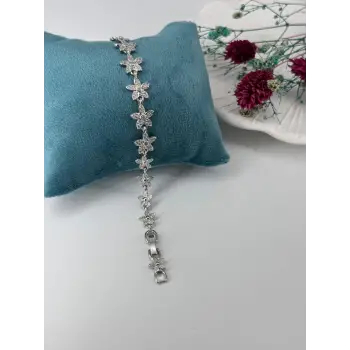 Rodyum Zirkon Taşlı Pirinç Zirkon Bileklikler 18+2 Cm  - Kbl0276