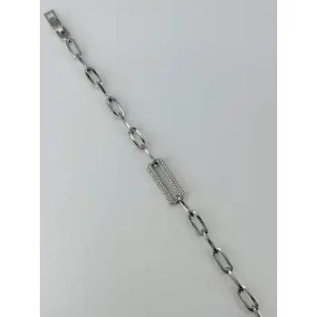 Rodyum Zirkon Taşlı Pirinç Bileklikler 17+2 Cm  - Kbl0372