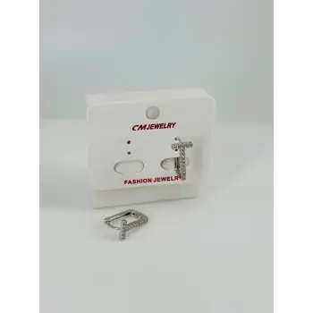 Rodyum Zirkon Taşlı Pirinç Küpeler - Kp00504