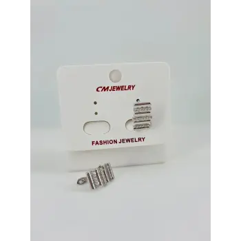 Rodyum Zirkon Taşlı Pirinç Küpeler - Kp00498