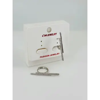 Rodyum Zirkon Taşlı Pirinç Küpeler - Kp00450